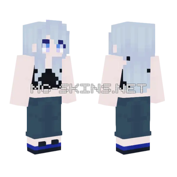 Rebecasual2 Blue Hair Minecraft skin, front and back