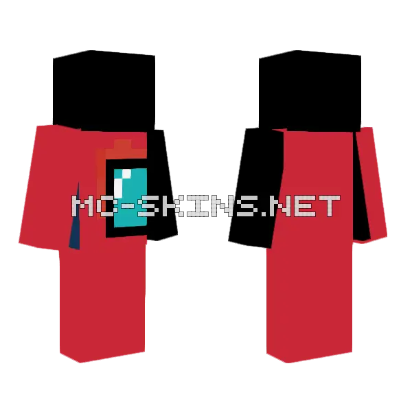 Red Among Us Minecraft skin, front and back