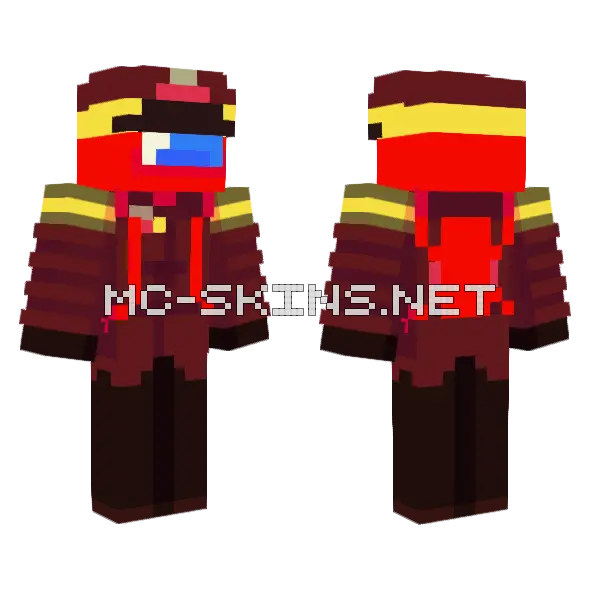 Red Among Us Minecraft skin, front and back