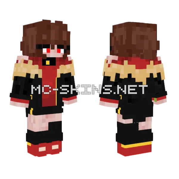 Red and Black School Uniform, front and back
