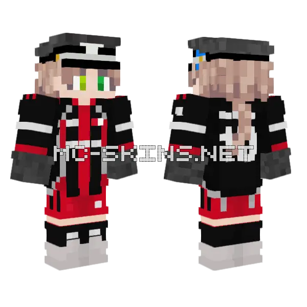 Red and Black Tracksuit Minecraft skin, front and back