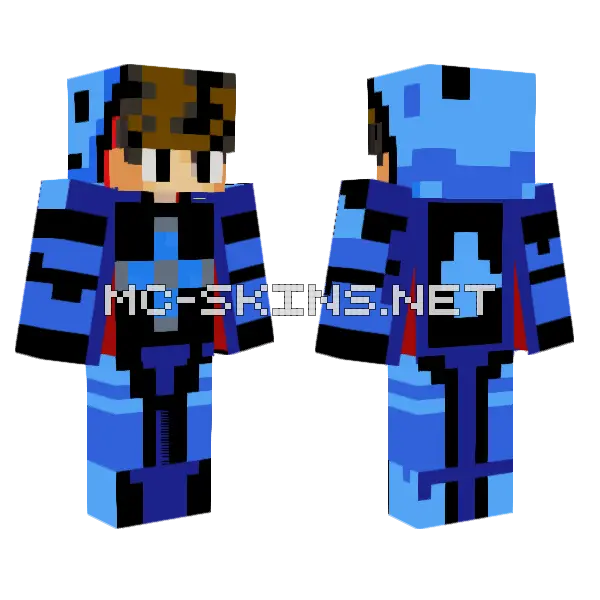 Red And Blue Hoodie Minecraft skin, front and back