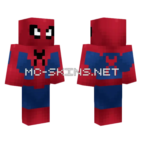 Red And Blue Spider Suit Minecraft skin, front and back