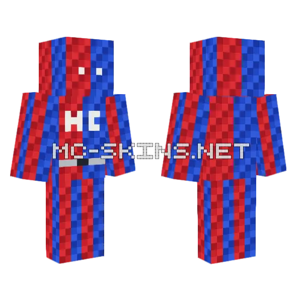 Red and Blue Striped Outfit, front and back