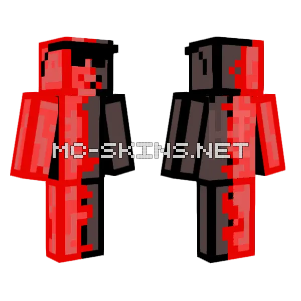 Red And Grey Merge Minecraft skin, front and back