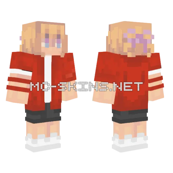 Red and White Hoodie, front and back