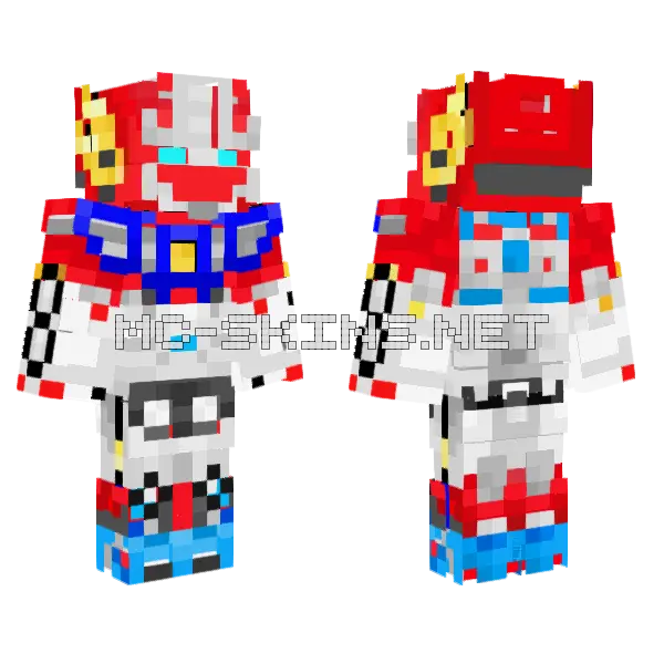 Red and White Robot Mech, front and back