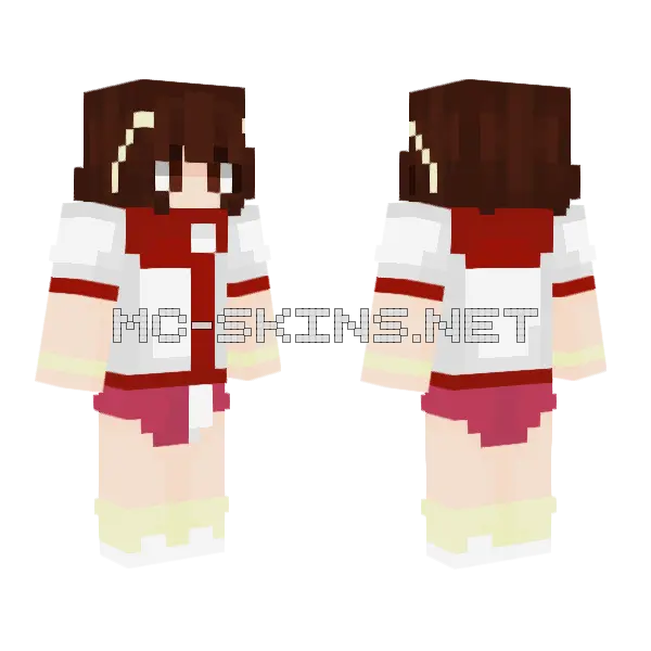 Red and White School Uniform Minecraft skin, front and back