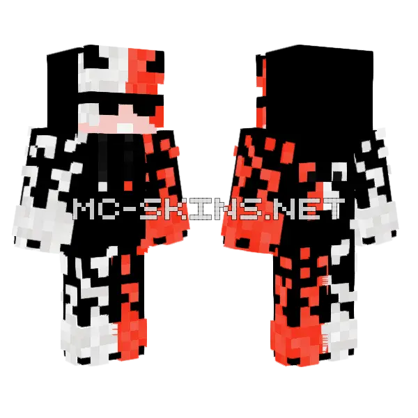 Red and White Special Effects Minecraft skin, front and back