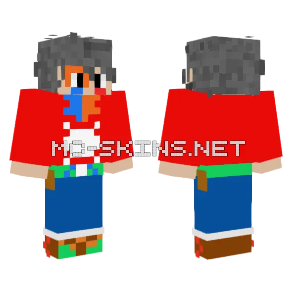 Red and White Striped Overalls Minecraft skin, front and back