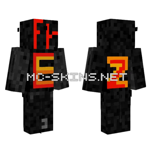 Red And Yellow EZ Minecraft skin, front and back