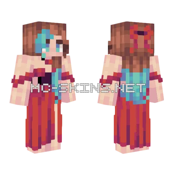 Red Ball Dress Jess Minecraft skin, front and back