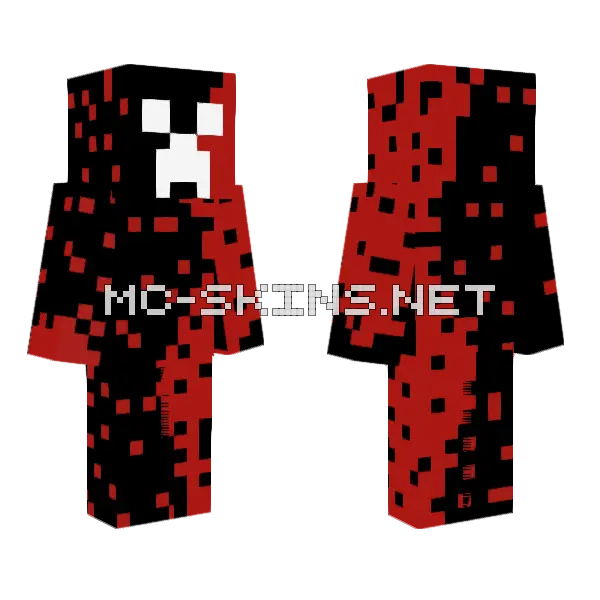 Red Black Creeper Minecraft skin, front and back
