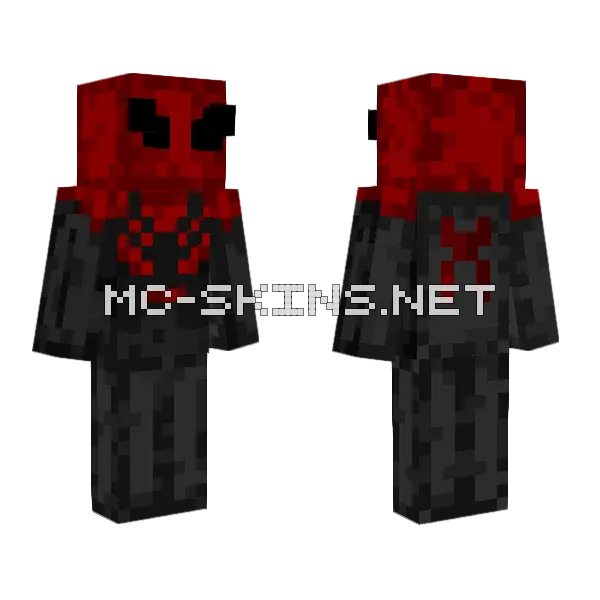 Red Black Spider-Man Suit Minecraft skin, front and back