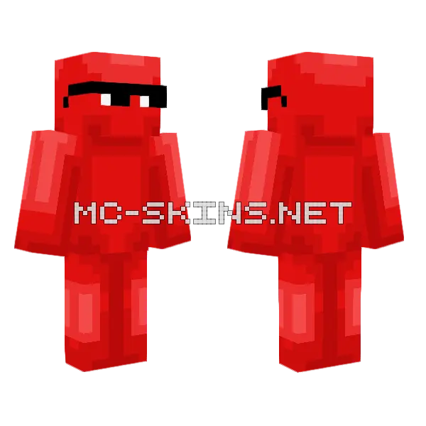 Red Block Character Minecraft skin, front and back
