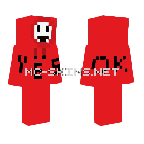 Red Blocky Character, front and back