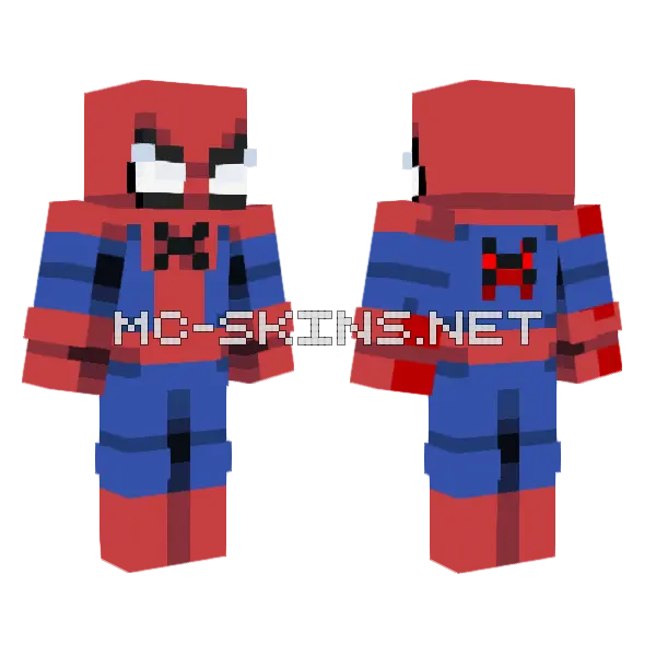Red Blue Spider Suit Minecraft skin, front and back