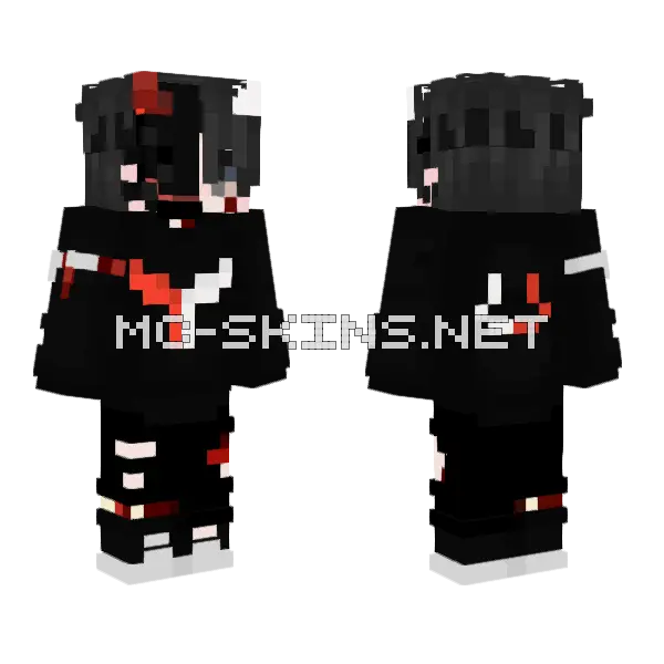 Red Boy With Mask Minecraft skin, front and back