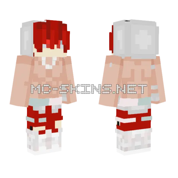 Red Bunny Outfit Minecraft skin, front and back