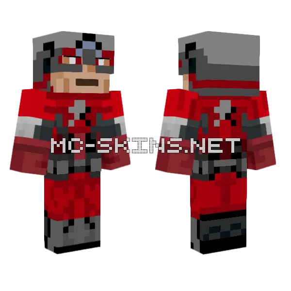 Red Captain America Minecraft skin, front and back