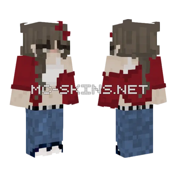 Red Cardigan Minecraft skin, front and back