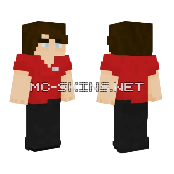 Red Cashier Skin Minecraft skin, front and back