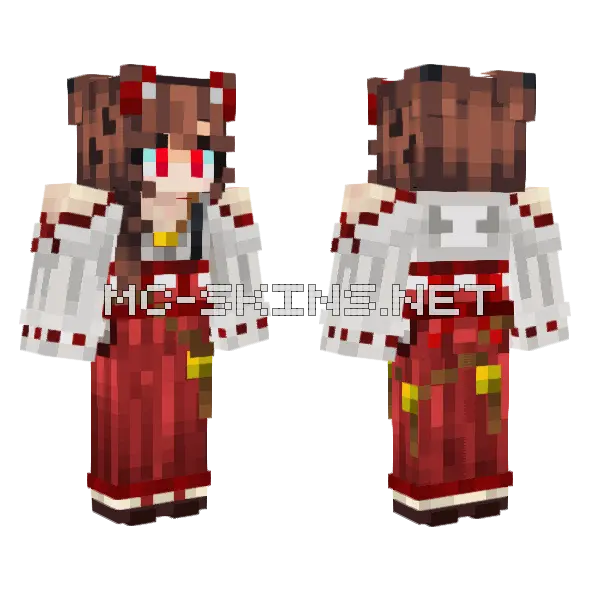 Red Ceremonial Robes Minecraft skin, front and back