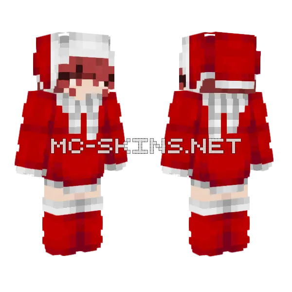 Red Christmas Outfit Minecraft skin, front and back