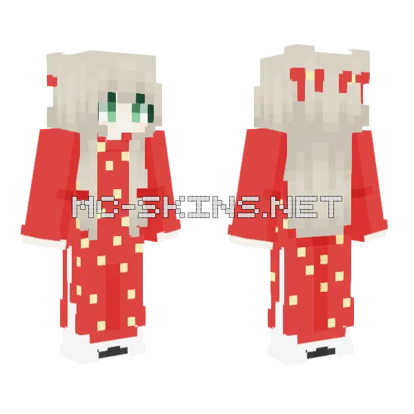 Red Christmas Outfit Minecraft skin, front and back
