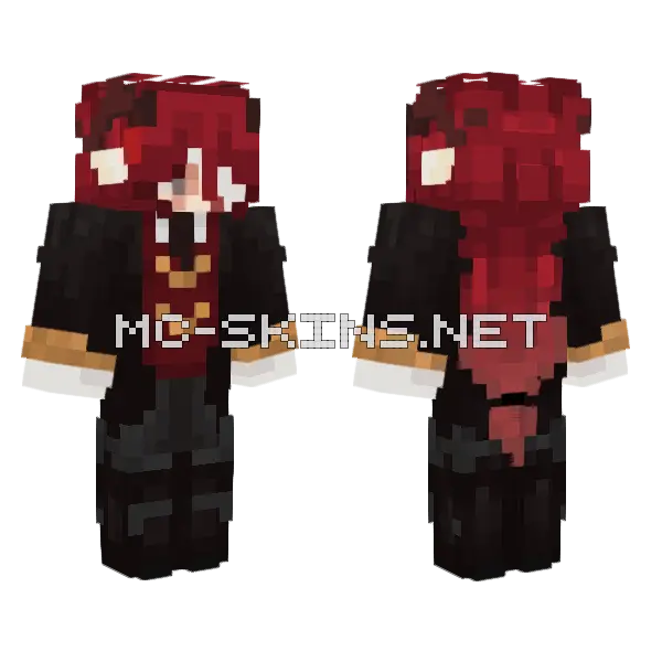 Red Cloak Knight Minecraft skin, front and back