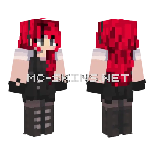Red Combat Girl Minecraft skin, front and back