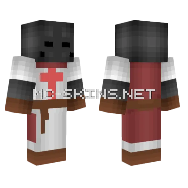 Red Crusader Minecraft skin, front and back