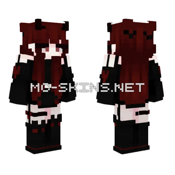 Red Demon Girl Minecraft skin, front and back