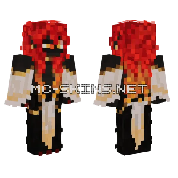 Red Devil Flames Minecraft skin, front and back