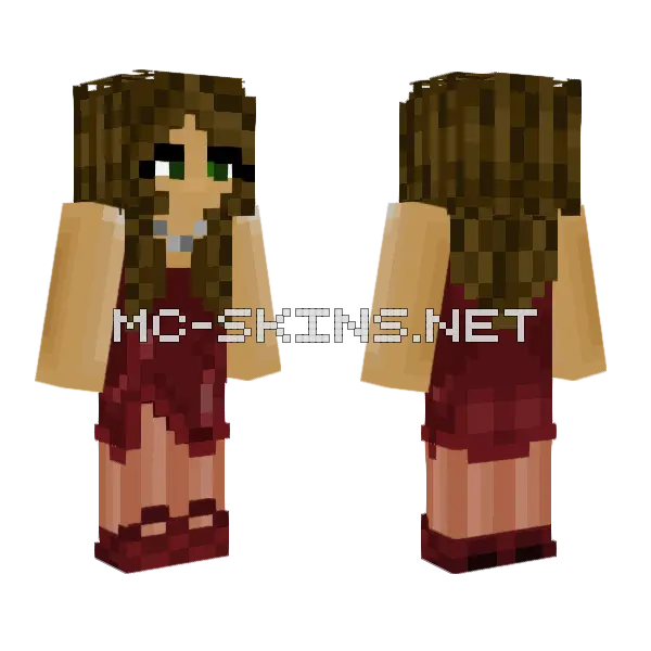 Red Dress Girly Minecraft skin, front and back