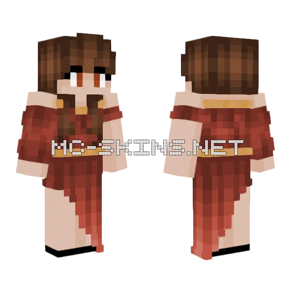 Red Dress Outfit Minecraft skin, front and back