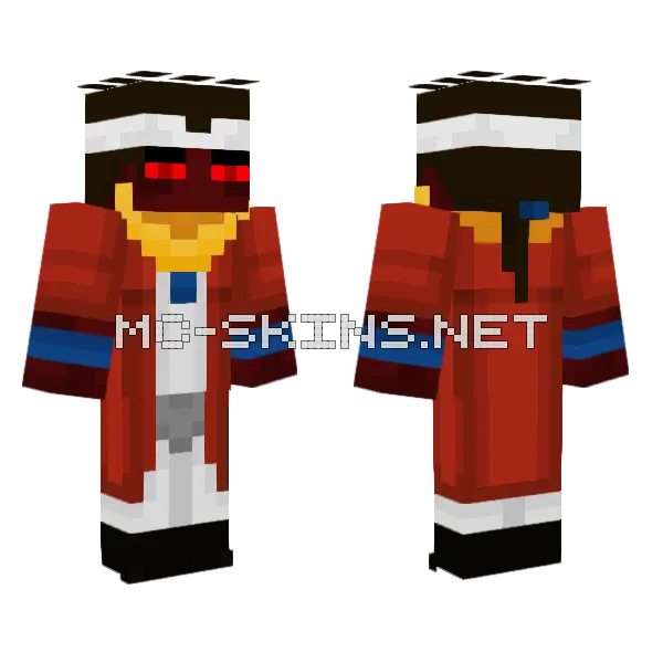 Red Enderman Avdol Minecraft skin, front and back