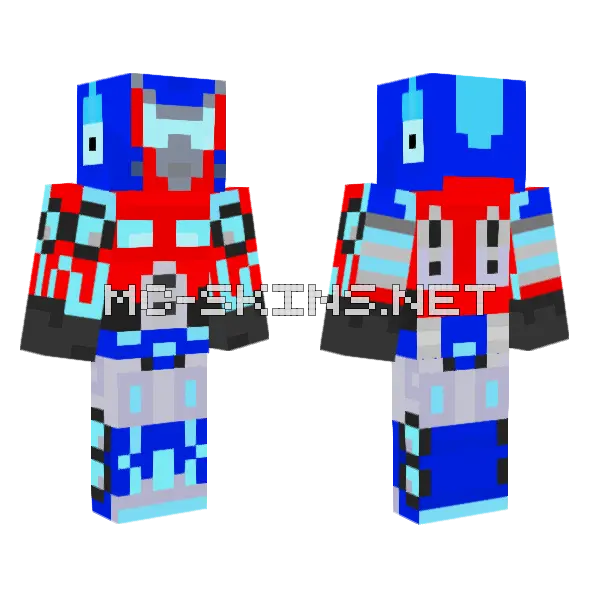Red Energon Optimus Prime Minecraft skin, front and back
