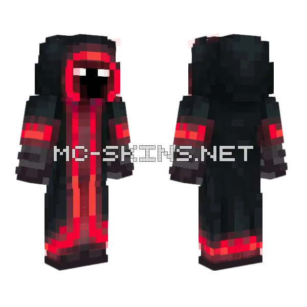 Red Eyed Shadow Creature Minecraft skin, front and back
