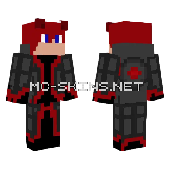 Red Fire Demon Minecraft skin, front and back