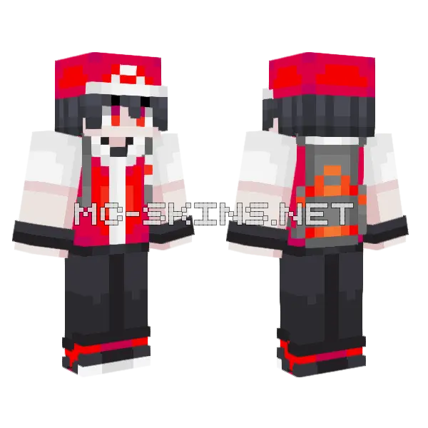 Red From Pokemon Frlg Recolored Minecraft skin, front and back