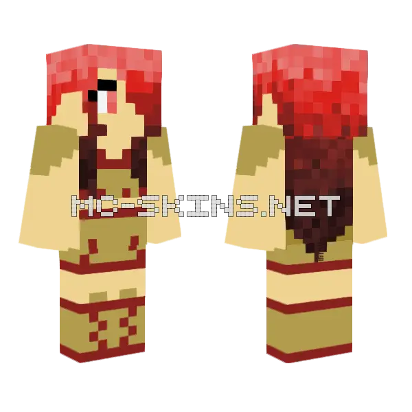 Red Girl Minecraft skin, front and back