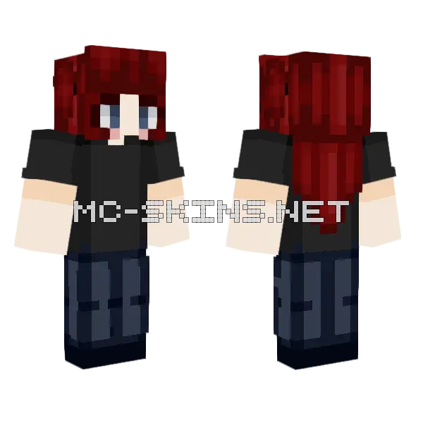 Red Girl Minecraft skin, front and back