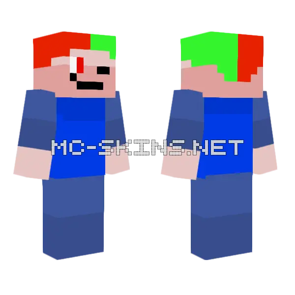 Red Green Face Boy Minecraft skin, front and back