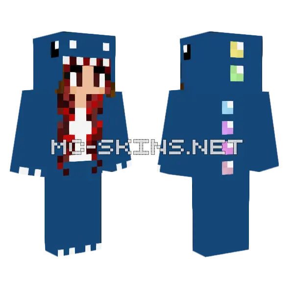 Red Hair Dino 2 Minecraft skin, front and back