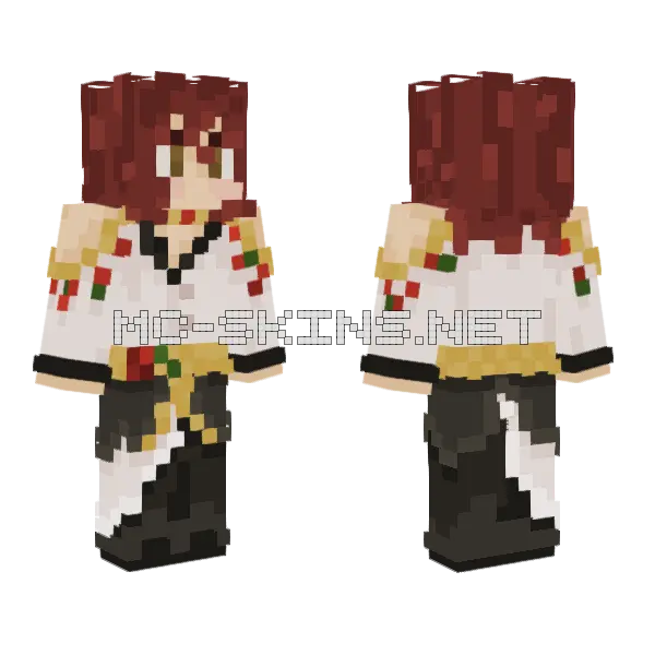 Red Hair Prince Minecraft skin, front and back