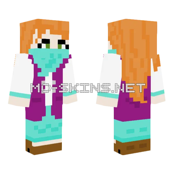 Red Hair Rogue Minecraft skin, front and back