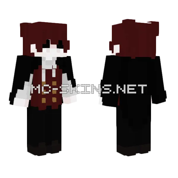 Red Hair Vampire Minecraft skin, front and back