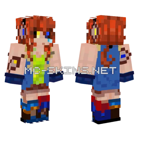 Red Haired Adventurer Girl Minecraft skin, front and back