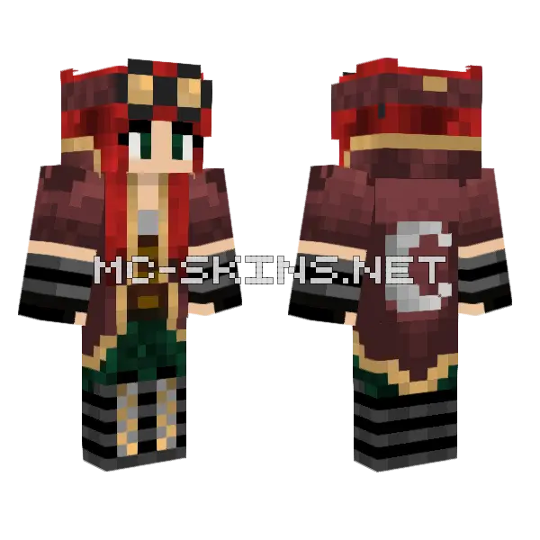 Red Haired Archer Girl Minecraft skin, front and back
